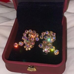 Elegant Gold and Multicolor Crystal Earrings
